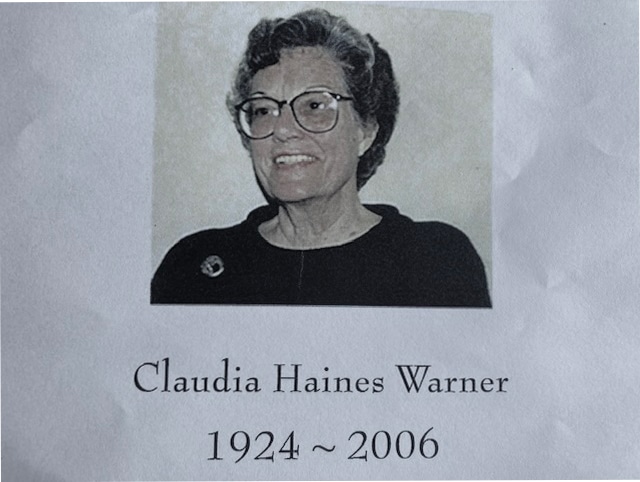 Claudia Haines Warner 1924-2006